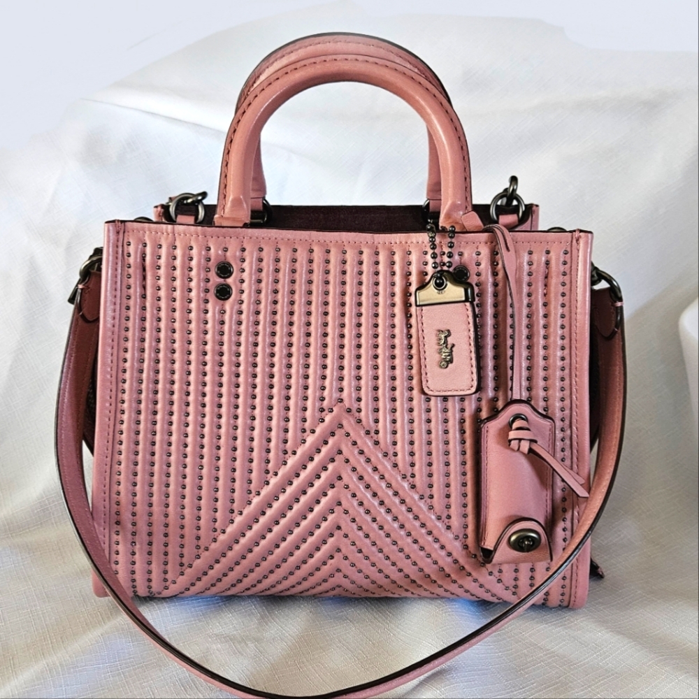 Coach rogue 25 quilting rivets dusty rose
